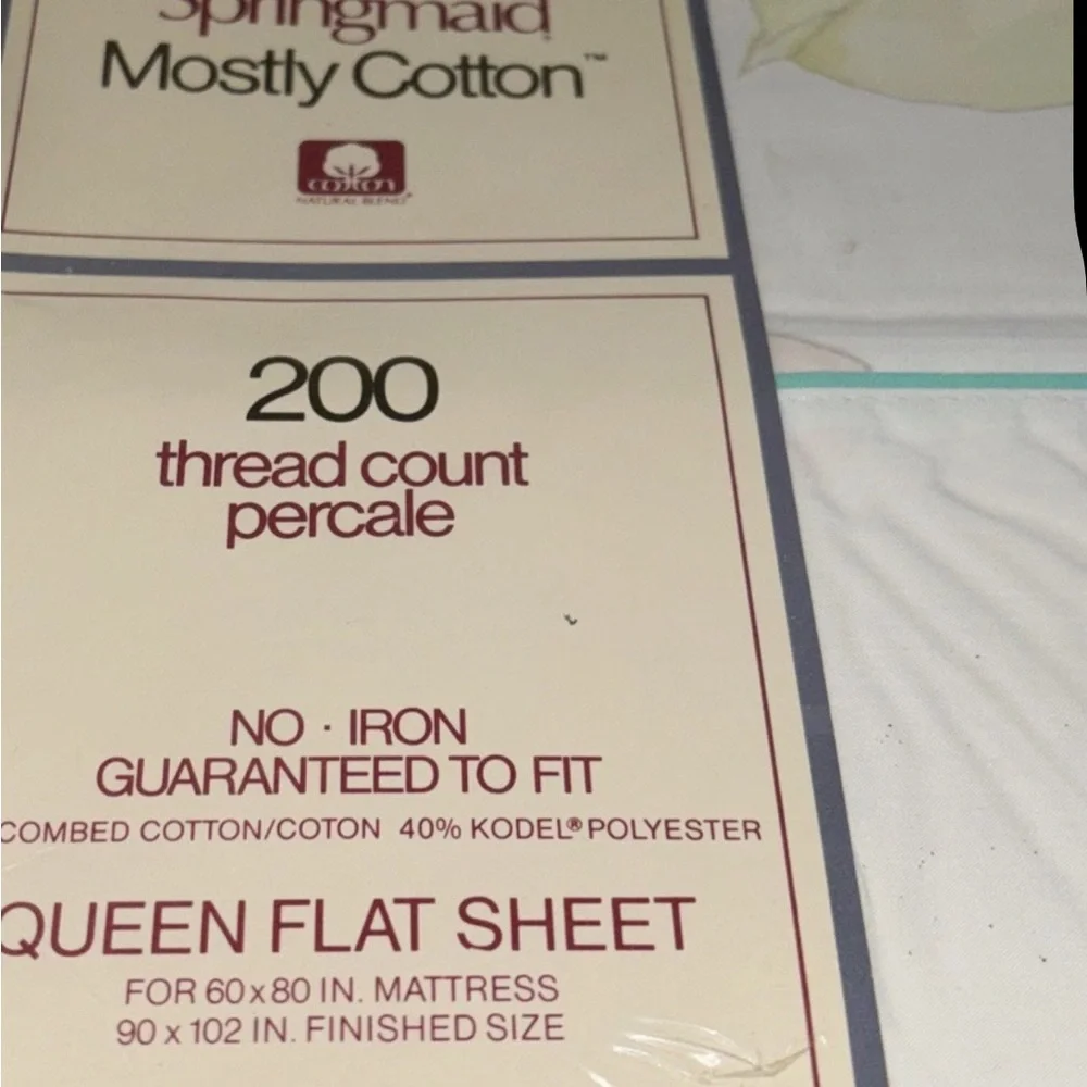 Vtg Springmaid Mostly‎ Cotton Queen Floral Flat Sheet New in Package70s 80s